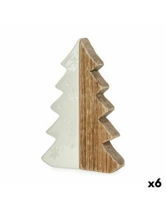 Figurine Décorative Krist+ 20A154-21 Blanc Naturel Sapin de Noël 3 x 21 x 14 cm (6 Unités)
