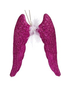 Décorations de Noël Ailes d'ange Fuchsia Plastique Paillettes 12,5 x 15 x 2,5 cm (24 Unités) 2