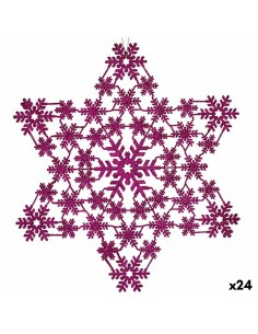 Décorations de Noël Étoile Fuchsia 29 x 0,1 x 32 cm (24 Unités)