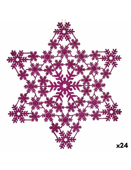 Décorations de Noël Étoile Fuchsia 29 x 0,1 x 32 cm (24 Unités)