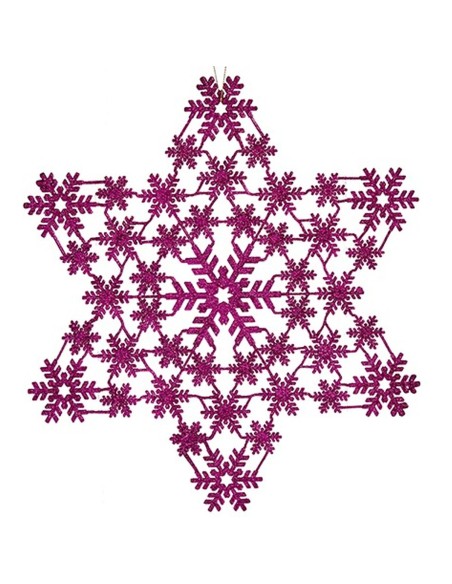 Décorations de Noël Étoile Fuchsia 29 x 0,1 x 32 cm (24 Unités)