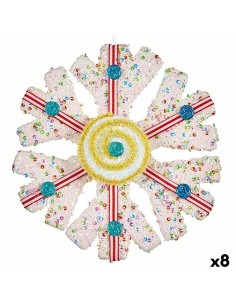 Décorations de Noël Krist+ 64815312 Blanc Rouge Flocons de neige 17 x 6 x 17 cm (8 Unités)