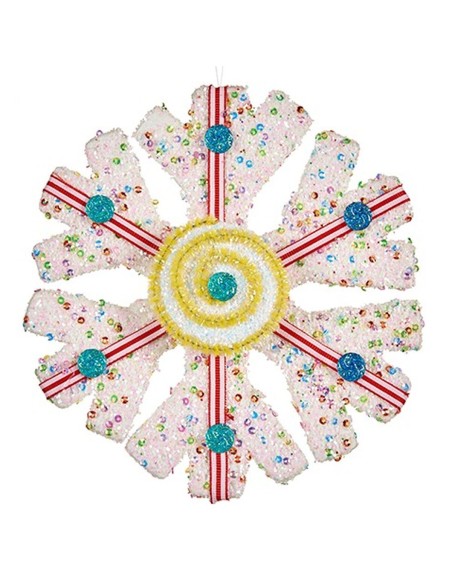 Décorations de Noël Krist+ 64815312 Blanc Rouge Flocons de neige 17 x 6 x 17 cm (8 Unités)