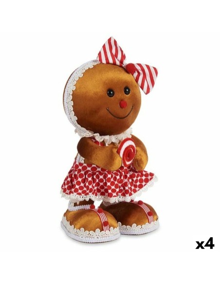 Figurine Décorative Biscuit Lien Marron Rouge polystyrène 19 x 33 x 15 cm (4 Unités)