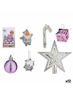 Ensemble Décorations de Noël Krist+ 95442 Violet Argenté PVC (12 Unités)