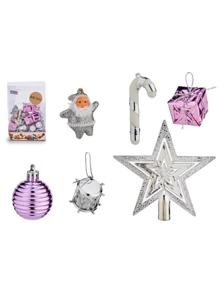 Ensemble Décorations de Noël Krist+ 95442 Violet Argenté PVC (12 Unités)