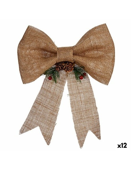 Décorations de Noël Krist+ 65584 Marron Rouge Vert Fibre naturelle 24 x 5 x 34 cm Lien (12 Unités)