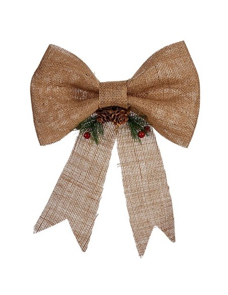 Décorations de Noël Krist+ 65584 Marron Rouge Vert Fibre naturelle 24 x 5 x 34 cm Lien (12 Unités)