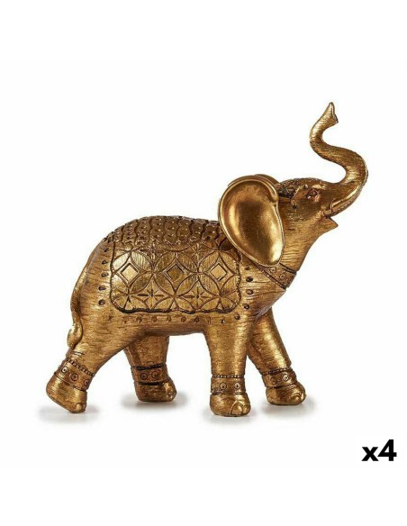 Figurine Décorative Eléphant Doré 27,5 x 27 x 11 cm (4 Unités)