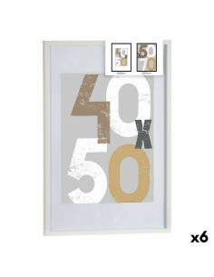 Cadre photo 52,5 x 2,5 x 72,5 cm Blanc Plastique Bois MDF (6 Unités)