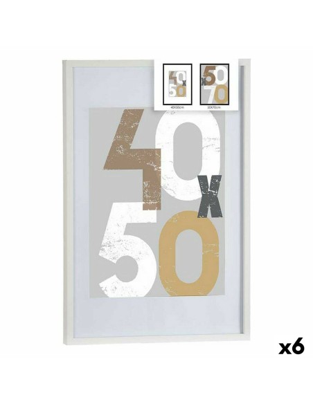 Cadre photo 52,5 x 2,5 x 72,5 cm Blanc Plastique Bois MDF (6 Unités)