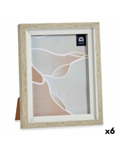 Cadre photo 18,8 x 23,8 x 2 cm Verre Beige Blanc Plastique (6 Unités)