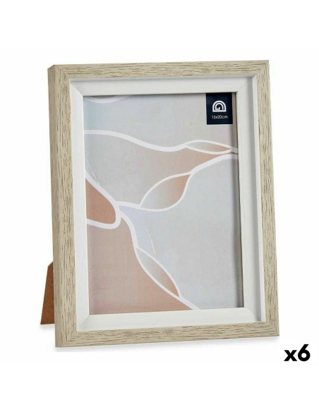 Cadre photo 18,8 x 23,8 x 2 cm Verre Beige Blanc Plastique (6 Unités)