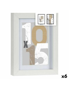 Cadre photo Blanc verre Bois MDF 16 x 21 x 2,5 cm (6 Unités)