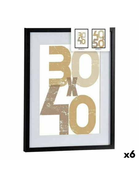 Porte photos mural Noir Plastique Bois MDF 42,5 x 2,5 x 52,5 cm (6 Unités)