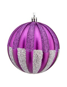 Boules de Noël Krist+ 00858 Violet Argenté PVC Ø 10 cm 6 Unités