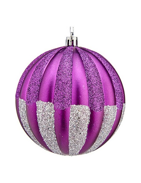 Boules de Noël Krist+ 00858 Violet Argenté PVC Ø 10 cm 6 Unités