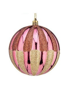 Boules de Noël Ø 10 cm 6 Unités Rose Doré Plastique