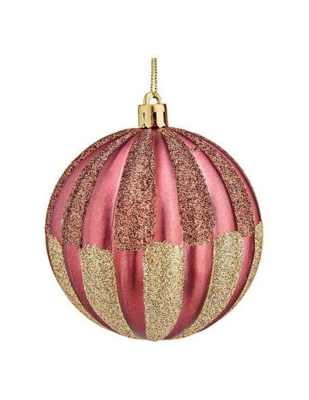 Boule de Noël Ø 8 cm 6 Unités Rose PVC Plastique