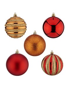 Boules de Noël Ø 8 cm 30 Unités Rouge Doré Orange PVC