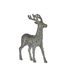 Décoration Moyen Renne 15 x 45 x 30 cm Argenté Blanc Plastique