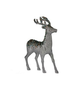 Décoration Moyen Renne 15 x 45 x 30 cm Argenté Bleu Doré Plastique