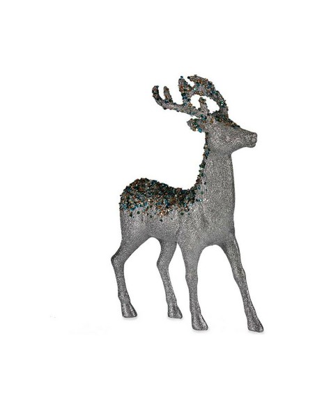 Décoration Moyen Renne 15 x 45 x 30 cm Argenté Bleu Doré Plastique