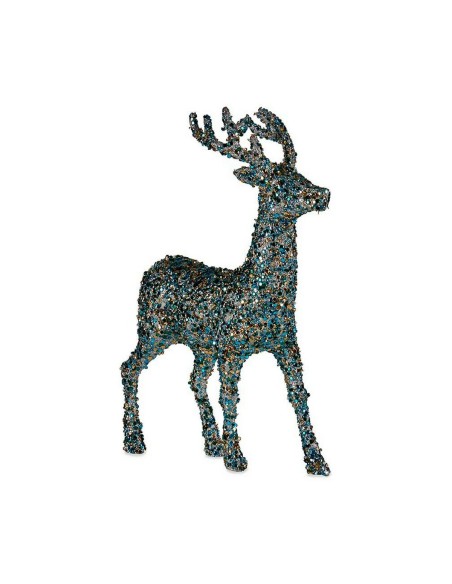 Décoration Moyen Renne 15 x 45 x 30 cm Bleu Doré Plastique