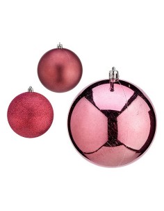 Boules de Noël Krist+ 00799 Rose Plastique Ø 10 cm 6 Unités