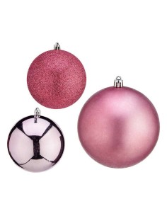 Boule de Noël Krist+ 00787 Rose Plastique Ø 10 cm 6 Unités