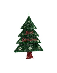 Décoration Sapin de Noël 44 x 58,8 x 7 cm Rouge Argenté Vert Plastique polypropylène