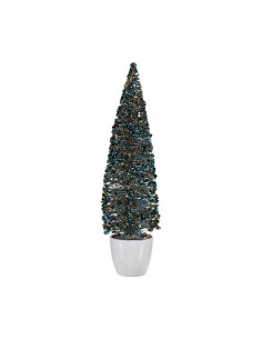 Sapin de Noël Grand 10 x 38 x 10 cm Bleu Doré Plastique