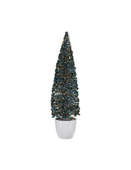 Sapin de Noël Grand 10 x 38 x 10 cm Bleu Doré Plastique