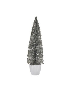Sapin de Noël Grand 10 x 38 x 10 cm Argenté Blanc Plastique