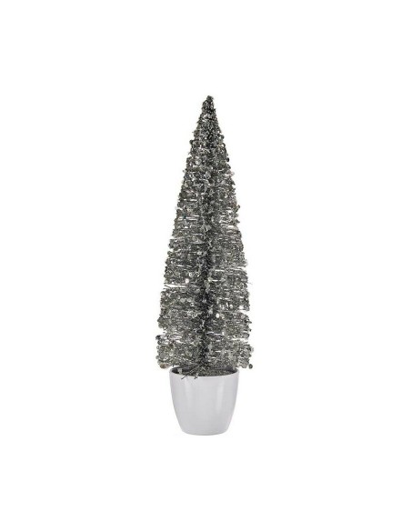 Sapin de Noël Grand 10 x 38 x 10 cm Argenté Blanc Plastique