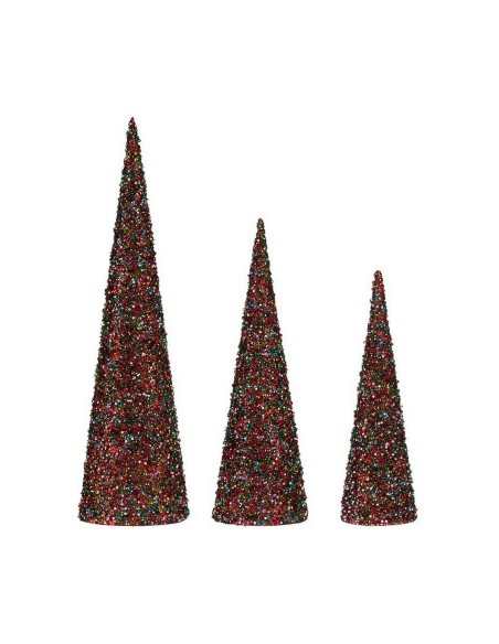 Décoration Cônes Noël Paillettes 3 Pièces Bleu Fuchsia