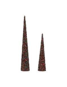 Décoration Noël Cônes Paillettes Bleu Fuchsia Plastique