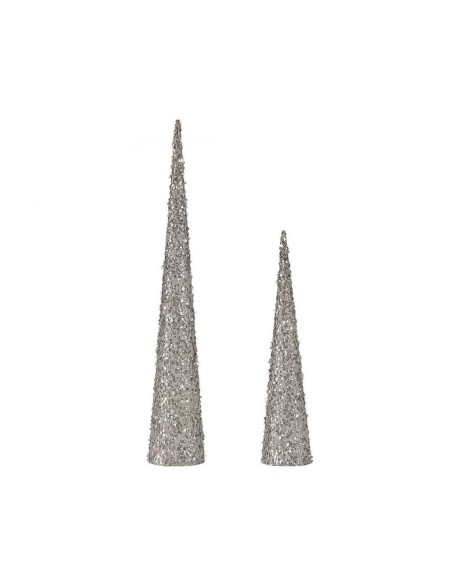 Décoration Noël Cônes Paillettes Blanc Plastique