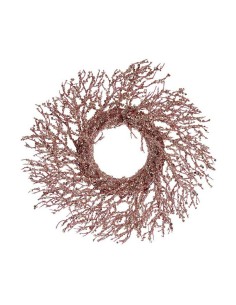 Couronne de Noël Branche Rose Doré Plastique 50 x 10 x 50 cm