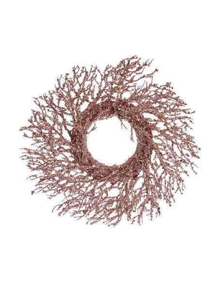 Couronne de Noël Branche Rose Doré Plastique 50 x 10 x 50 cm