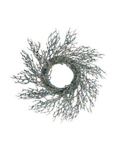 Couronne de Noël Branche Bleu Doré Plastique 50 x 10 x 50 cm