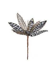 Fleur décorative Noël Noir Blanc Plastique 25 x 27 x 25 cm