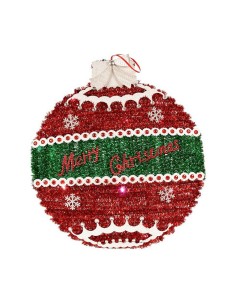 Boule de Noël Krist+ 19CH138-L Blanc Rouge Argenté polypropylène Plastique Lumière LED