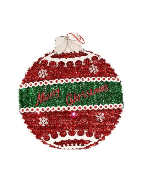 Boule de Noël Krist+ 19CH138-L Blanc Rouge Argenté polypropylène Plastique Lumière LED