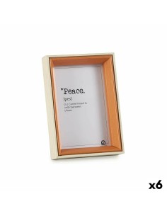 Cadre photo Verre Marron Blanc Bois MDF (12 x 17 x 3 cm) (6 Unités)