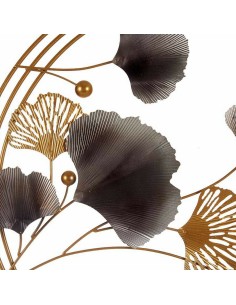 Décoration Suspendue Fleurs Murale Bleu Doré Métal Cuivre (80 x 151 x 5,5 cm) 2