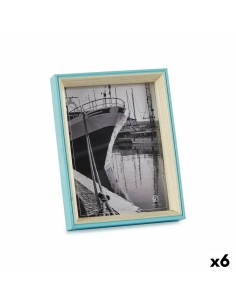 Cadre photo Verre Bleu Blanc Bois MDF (3 x 22 x 17 cm) (6 Unités)