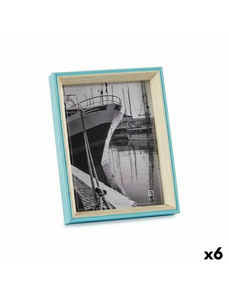 Cadre photo Verre Bleu Blanc Bois MDF (3 x 22 x 17 cm) (6 Unités)