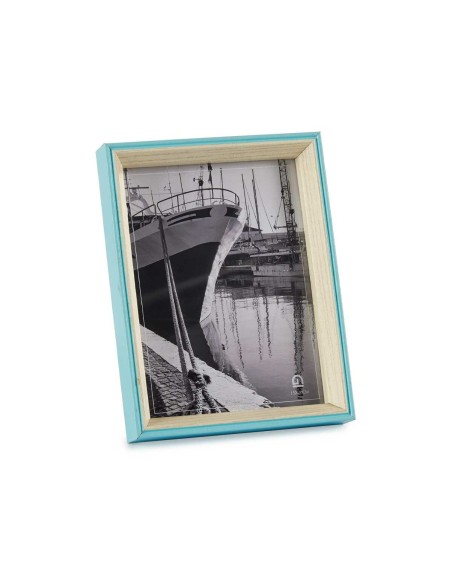 Cadre photo Verre Bleu Blanc Bois MDF (3 x 22 x 17 cm) (6 Unités)