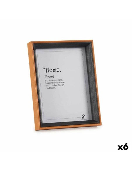 Cadre photo Verre Noir Marron Bois MDF (17 x 22 x 3 cm) (6 Unités)